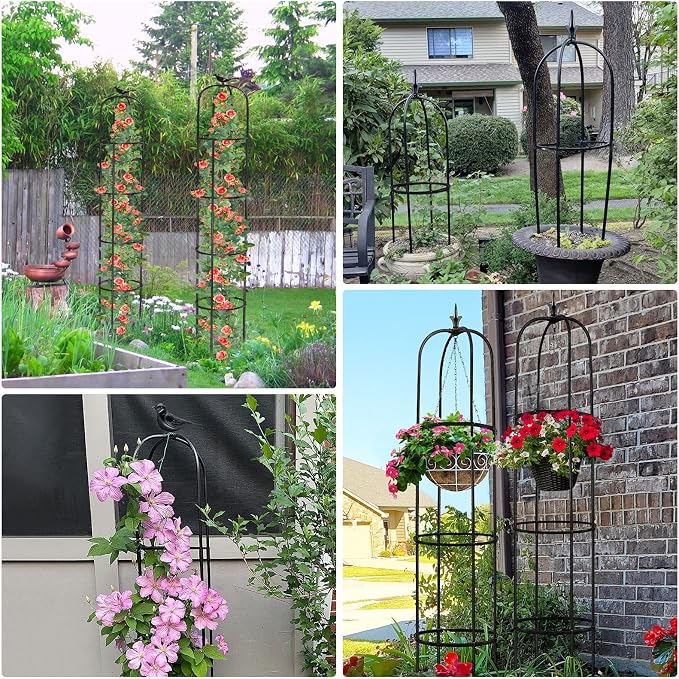 Tower Obelisk Garden Trellis for Climbing Plant，6.2FT/74.4" Rustproof Metal - Image 7