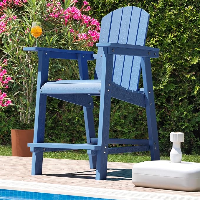 DWVO 25" Tall Adirondack Chair, Poly Bar Height Balcony Chairs - Image 7