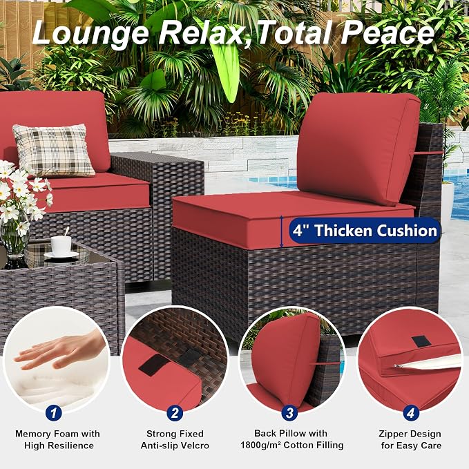 Outdoor Patio Furniture Set, 12 Pieces Outdoor Sectional Furniture High - Image 4