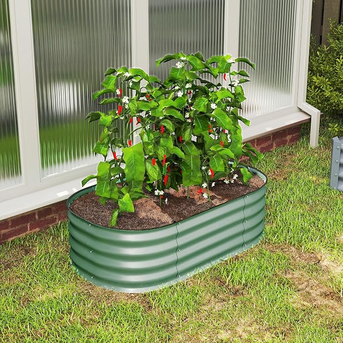Outsunny 3.5' x 2' x 1' Galvanized Raised Garden Bed Kit, Outdoor Metal - Image 9