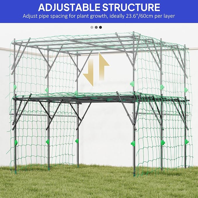 Outsunny Garden Arch Trellis, 7.3 FT Tall Plant Trellis Support, Outdoor - Image 4