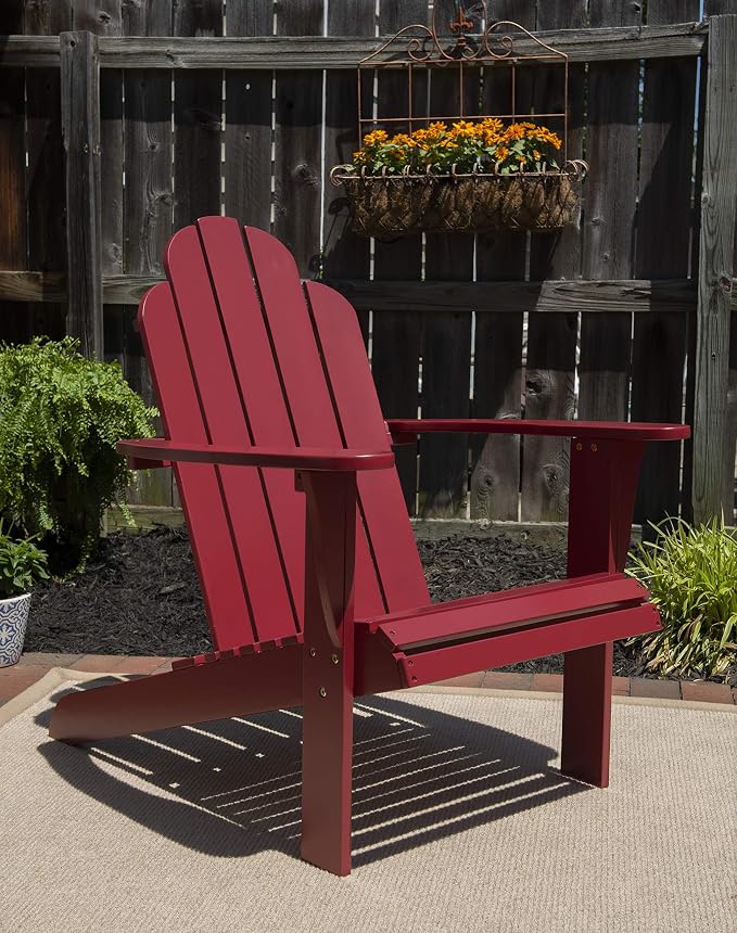 Linon Red Adirondack Chair, 30.4" W x 37.6" D x 37.8" H - Image 2