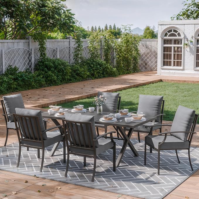 ALAULM 7-Piece Patio Dining Table and Chairs Outdoor Dining Set - Image 2