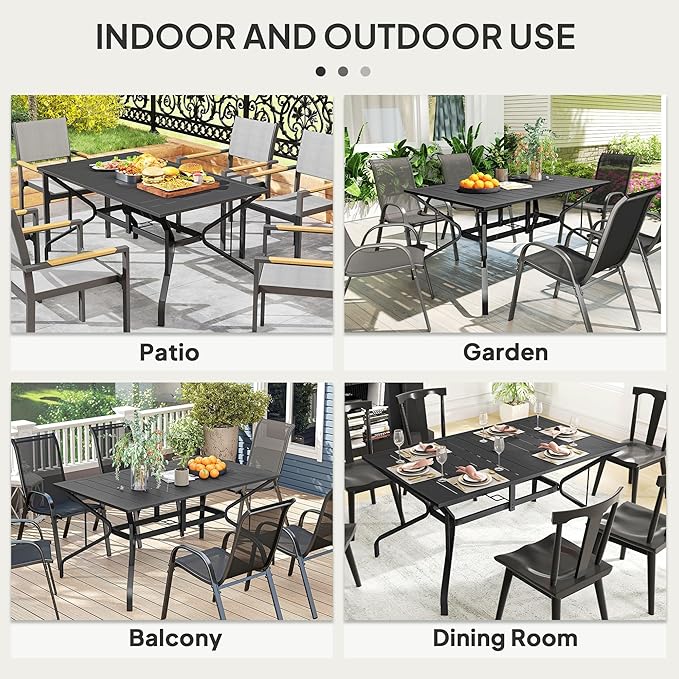 Outsunny Rectangle Outdoor Dining Table - Image 6