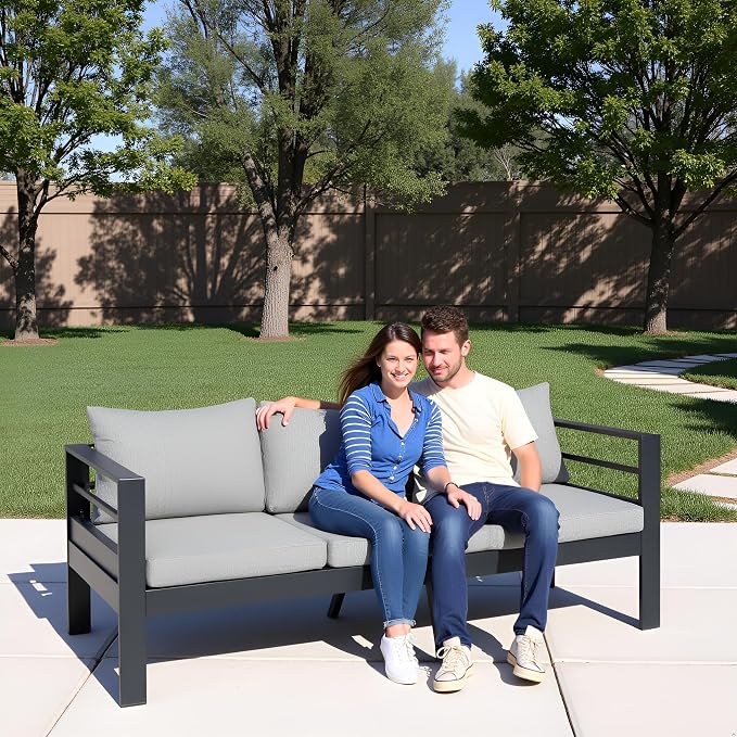 3-Seater All-Weather Iron Patio Sofa - Image 2
