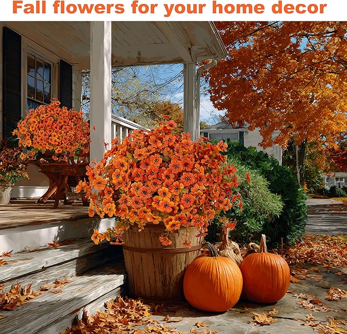 Artificial Fall Flowers Outdoor Fake Mums - Image 5