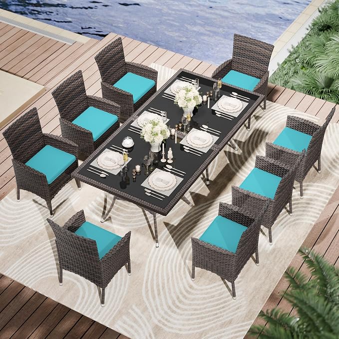 Kullavik 10-Piece Outdoor Dining Set Patio Rattan Furniture Set, Patio Dining by KULLAVIK