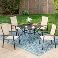 PHI VILLA 5 PCS Patio Dining Set, 4 Outdoor Aluminum Stackable Sling Chairs by PHIVILLAThepioneerofcomfortablehouseholdsupplies