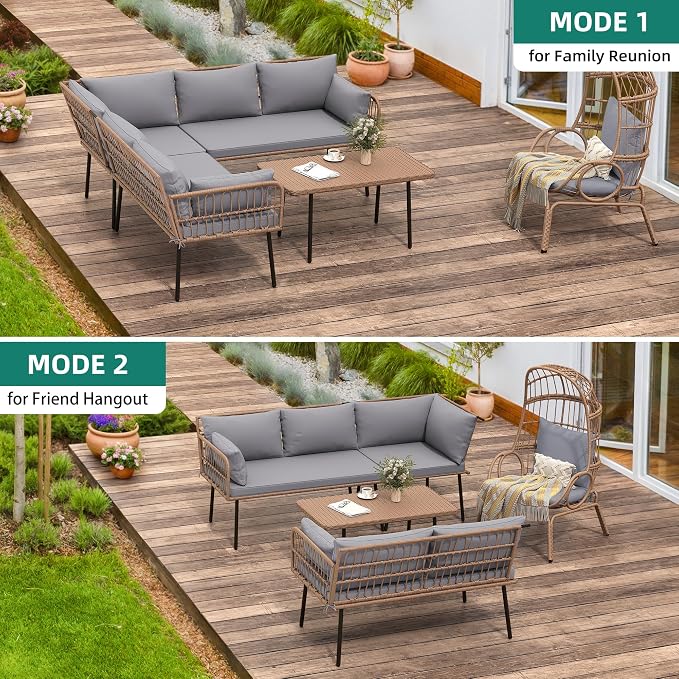 YITAHOME 4-Piece Wicker Patio Furniture Set, All Weather PE Rattan Conversation - Image 4