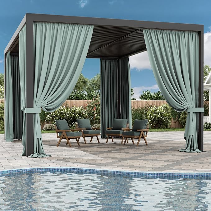 Gazebo Universal Replacement Privacy Curtain, 4-Panels Sidewall Curtains - Image 6