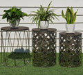 HFHOME Set of 3 Metal Outdoor Side Table, Nesting Round Coffee Table by HFHOME