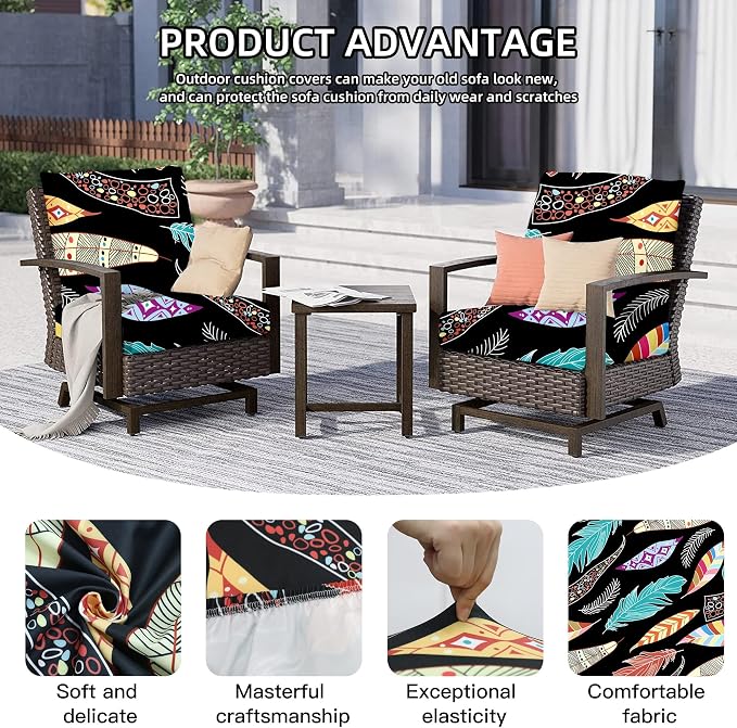 8Pcs Outdoor Cushion Covers, Patio Cushion Covers, Stretch Elastic Slipcovers - Image 3