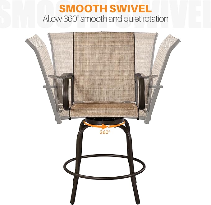 Yaheetech Patio Swivel Barstools Outdoor Chairs Set of 6, High Bistro Stools - Image 7