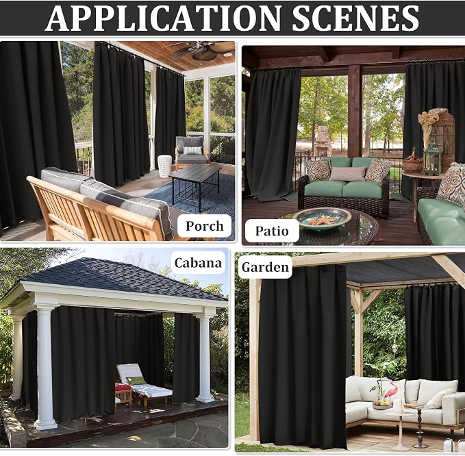 Gazebo Universal Replacement Privacy Curtain, 4-Panels Sidewall Curtains - Image 7