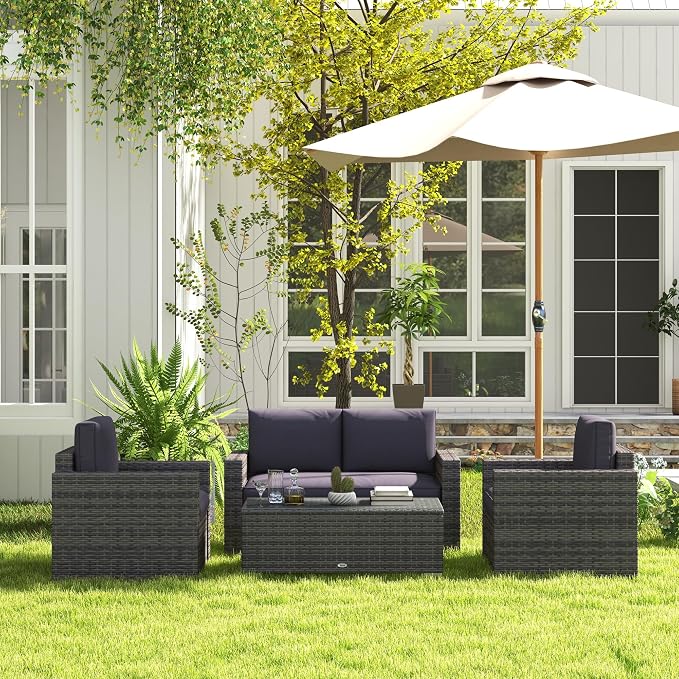Outsunny 4 Piece Wicker Patio Furniture Set by Outsunny