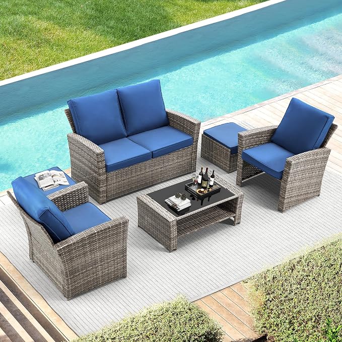 HOMREST 6 Pieces Outdoor Patio Furniture Set by HOMREST