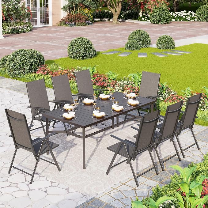 PHI VILLA 9 Piece Patio Dining Set, Patio Furniture Outdoor Dining Set by PHIVILLAThepioneerofcomfortablehouseholdsupplies
