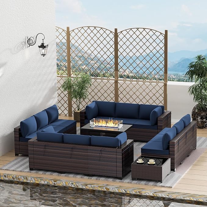Outdoor Terrace Furniture Set, 15 Piece Outdoor Furniture Set, - Image 8