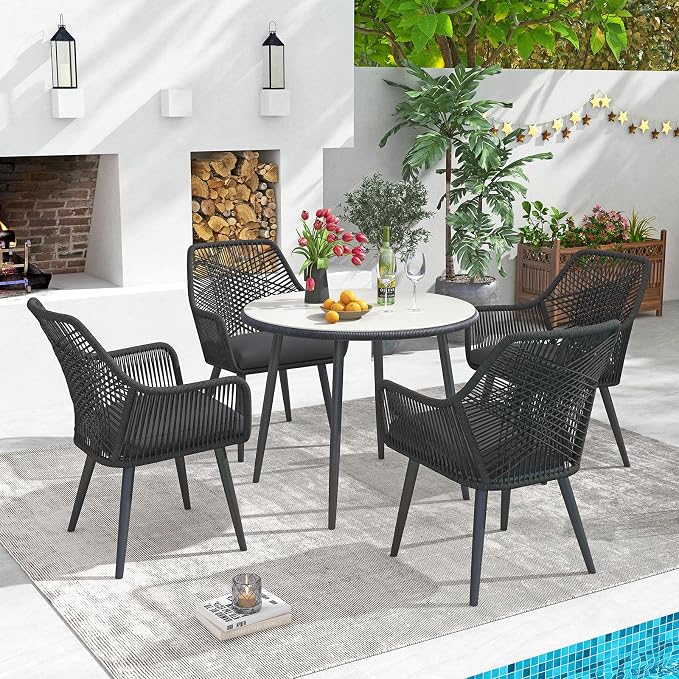 Patiorama 5-PC Patio Dining Set, Outdoor Dining Table Chair Set, All-Weather - Image 3