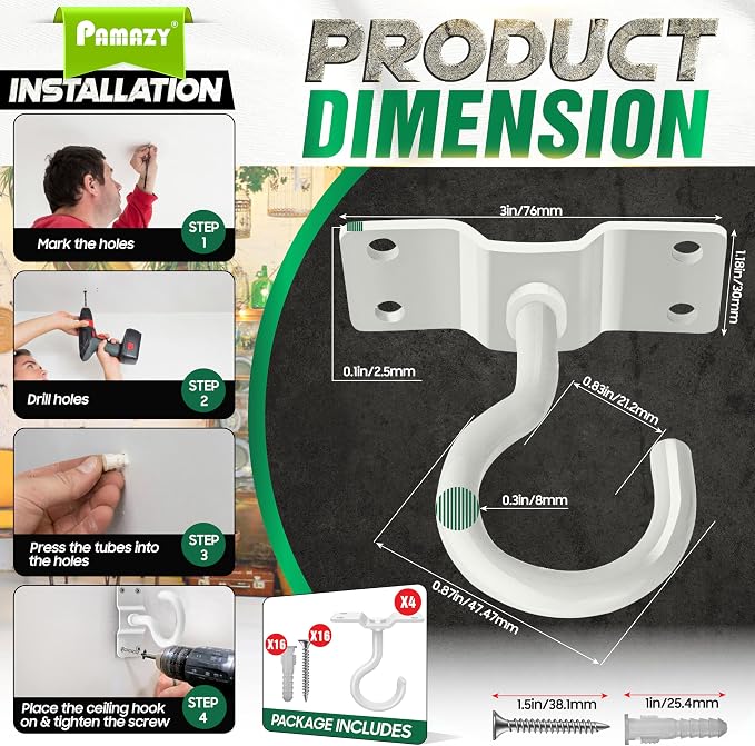 200LBS 4Pcs Rotatable Ceiling Hooks - Image 5