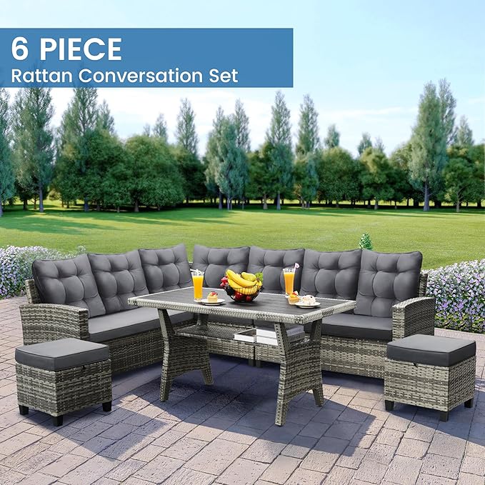 6-Piece Patio Furniture Set, Outdoor Sectional Sofa - Image 5