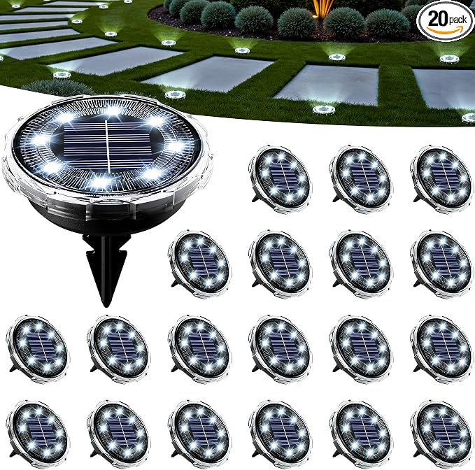 SOLPEX Solar Ground Lights 20 Pack, Solar Pathway Lights Outdoor Waterproof by Solpex