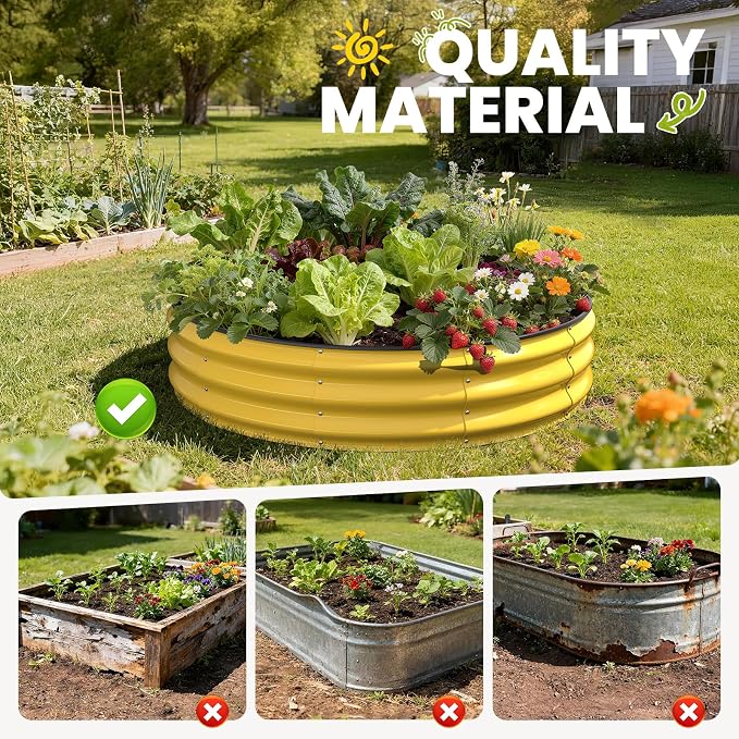 Galvanized Raised Garden Bed 4×4×1 FT, Round Metal Raised Garden Bed Outdoor - Image 2