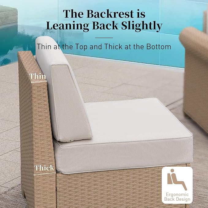 Patio Furniture Set 5 Piece, Wicker Rattan Sectional Sofa Couch - Image 4