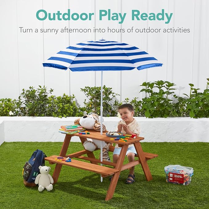 Best Choice Products Wooden Kids Picnic Table - Image 4