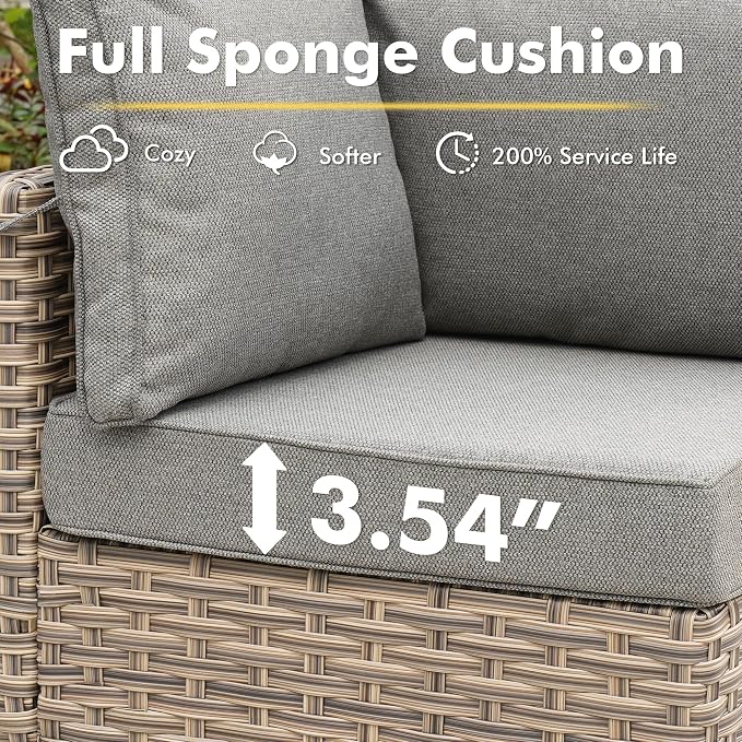 Outdoor Sectional Patio Furniture Set, 10 Pieces Wicker Conversation Sets L - Image 6