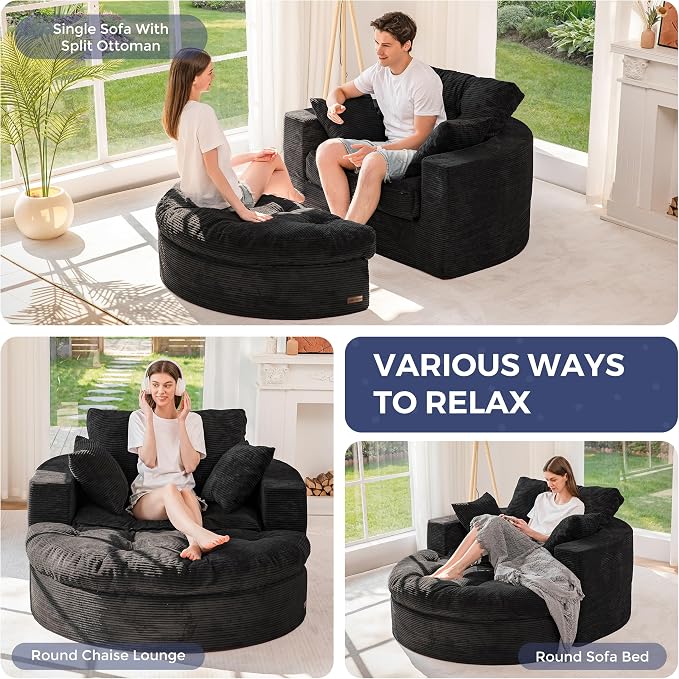 MAXYOYO Modular Sectional Chaise Lounge Sofa, Round Upholstered Lounge Chair - Image 3