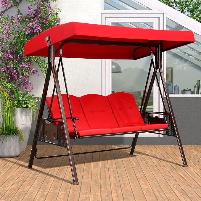 PURPLE LEAF 3-Seat Deluxe Outdoor Patio Porch Swing by PURPLELEAF