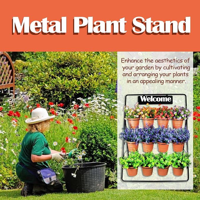Sunnyglade 3-Tier Metal Plant Stand Rack Multiple Flower Pot Holder Shelf - Image 6