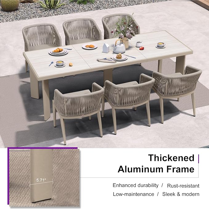 PURPLE LEAF 11 Pieces Outdoor Dining Set Patio Extended Upgrade Table and - Image 5