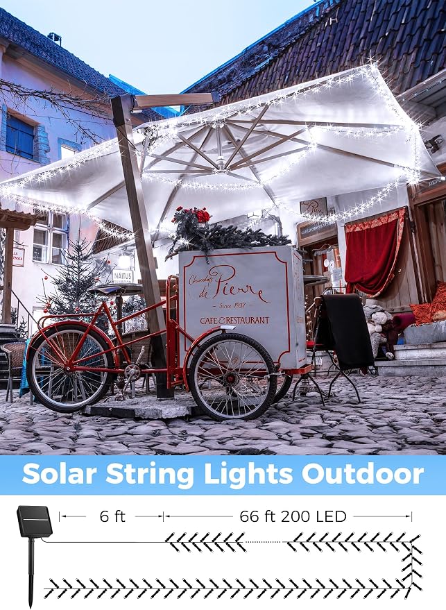 Minetom Solar String Lights Outdoor, Extra Long 72FT 200 LED Christmas String - Image 2