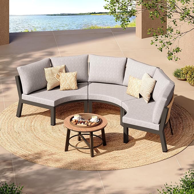 Outdoor Aluminum Round Coffee Table, All-Weather Patio Coffee Tables - Image 2