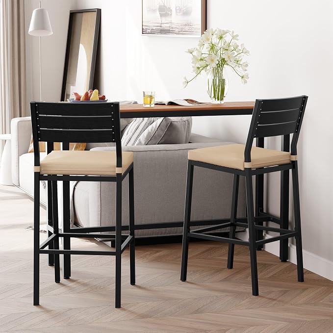Crestlive Products Outdoor Bar Stools Set of 2, Patio Counter Height Barstools - Image 8