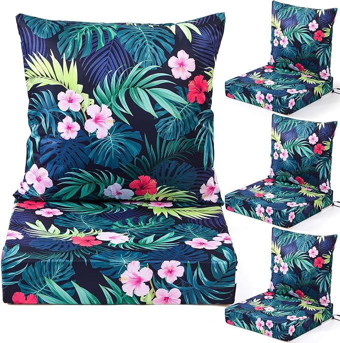 Hoteam 4 Set Outdoor Chair Patio Cushions 20 x 20 Inch Deep Seat Waterproof by Hoteam