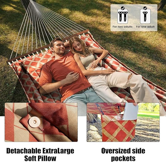 13 FT Tuscan Lattice Sienna/Taupe Quilted Hammock - Image 3