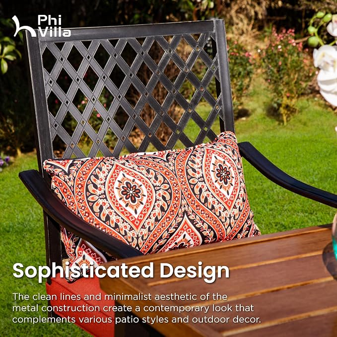 PHI VILLA Outdoor Swivel Bar Stools Set of 2, Counter Height Patio Chairs - Image 4