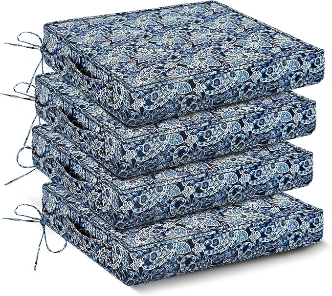 Outdoor Chair Cushions Set of 4, Waterproof Outdoor Seat Cushions by IPYNBAP