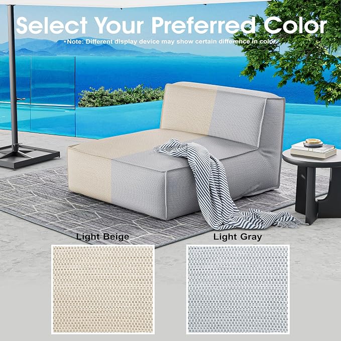 Outdoor 2 Person Bean Bag, Patio Chaise Lounge Chair Love Bed, Water-Resistant - Image 8