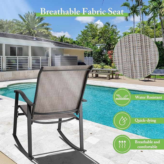 Shintenchi 3 Piece Rocking Bistro Set, Outdoor Furniture - Image 4