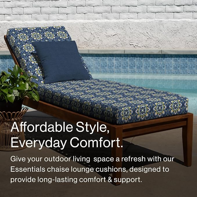 Honeycomb Outdoor Essentials Chaise Lounge, 21 x 70, Medina Medallion Blue - Image 2
