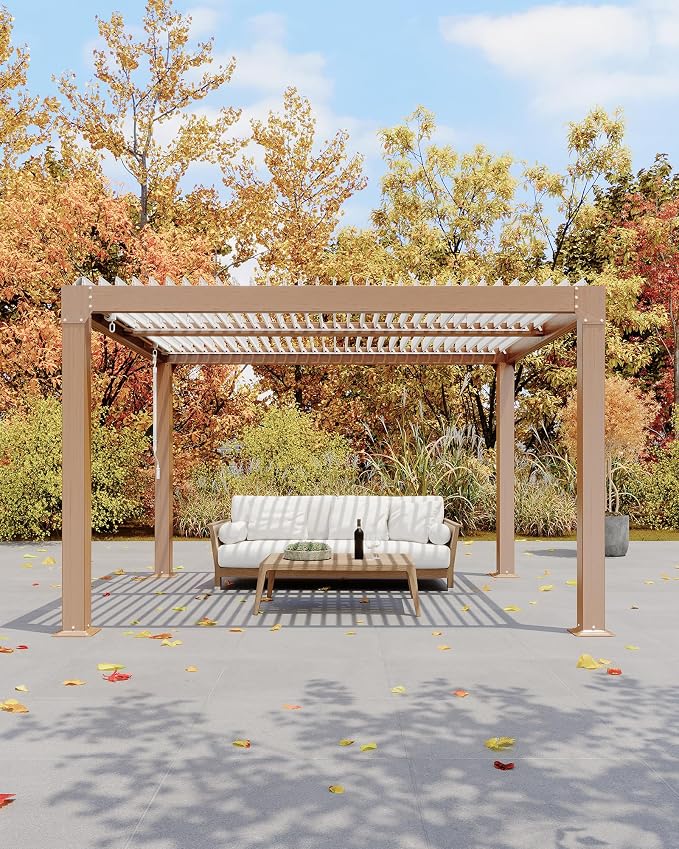 GarveeLife Louvered Pergola 10 ft x 12 ft, Outdoor Pergola - Image 7