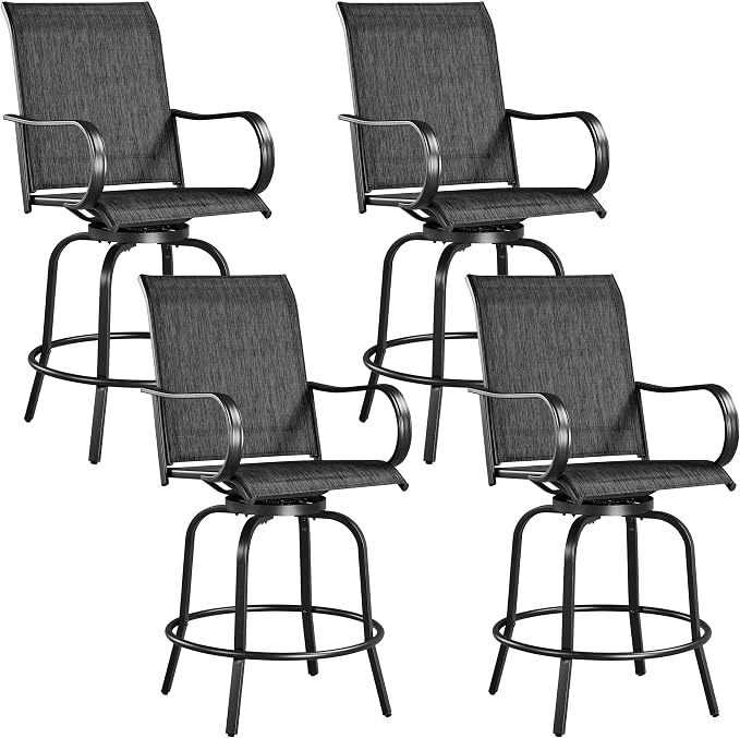 Yaheetech Patio Swivel Barstools Outdoor Chairs Set of 4, High Bistro Stools by Yaheetech
