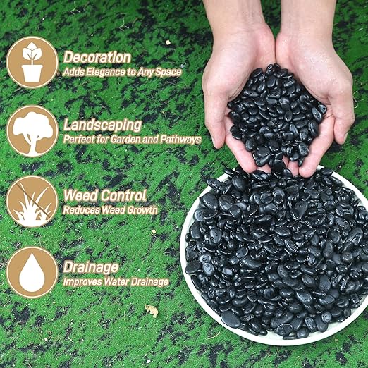 45LB Polished Black Pebbles, 1/4" - Image 3