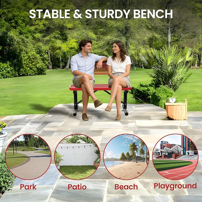 4 Feet Steel Park Bench for Outside, Outdoor Bench - Image 4