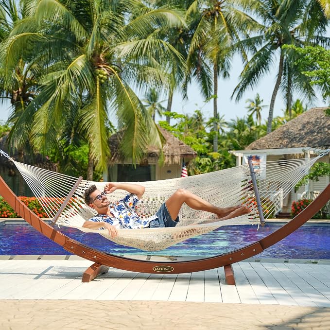Lazy Daze Hammocks 10.5 FT Double 2 Person Caribbean Rope Hammock, Hand Woven - Image 2
