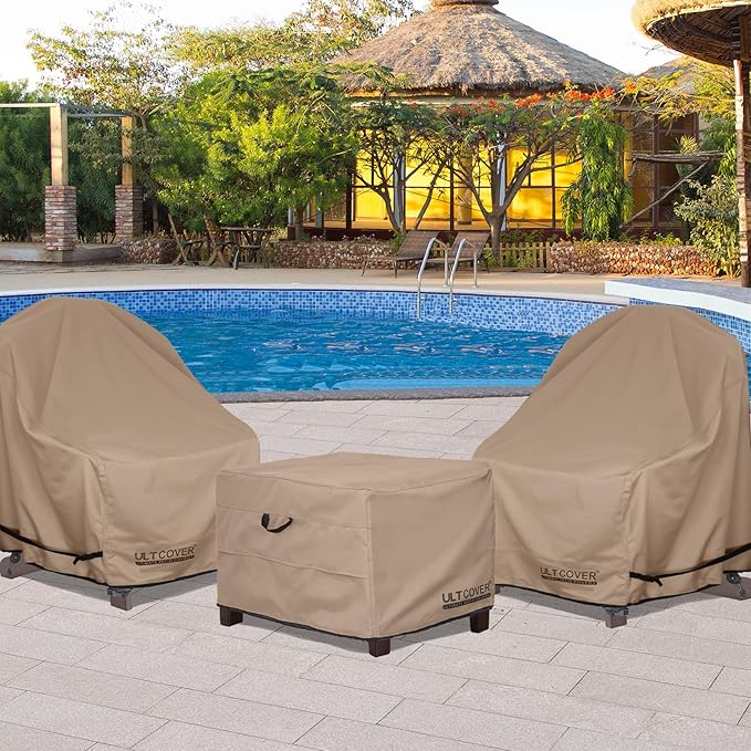 ULTCOVER Waterproof Patio Ottoman Cover Square Outdoor Side Table Furniture - Image 6